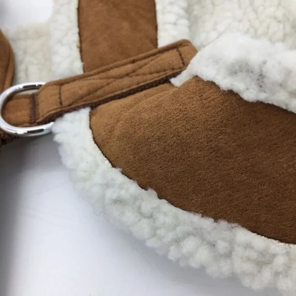 East Side Collection Cozy Sherpa Dog Pet Harness Faux Suede Size Large NEW